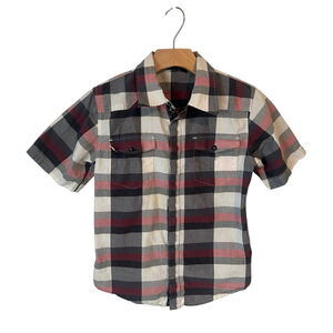 Current Boys Size Small Red Black Plaid Button Up Shirt